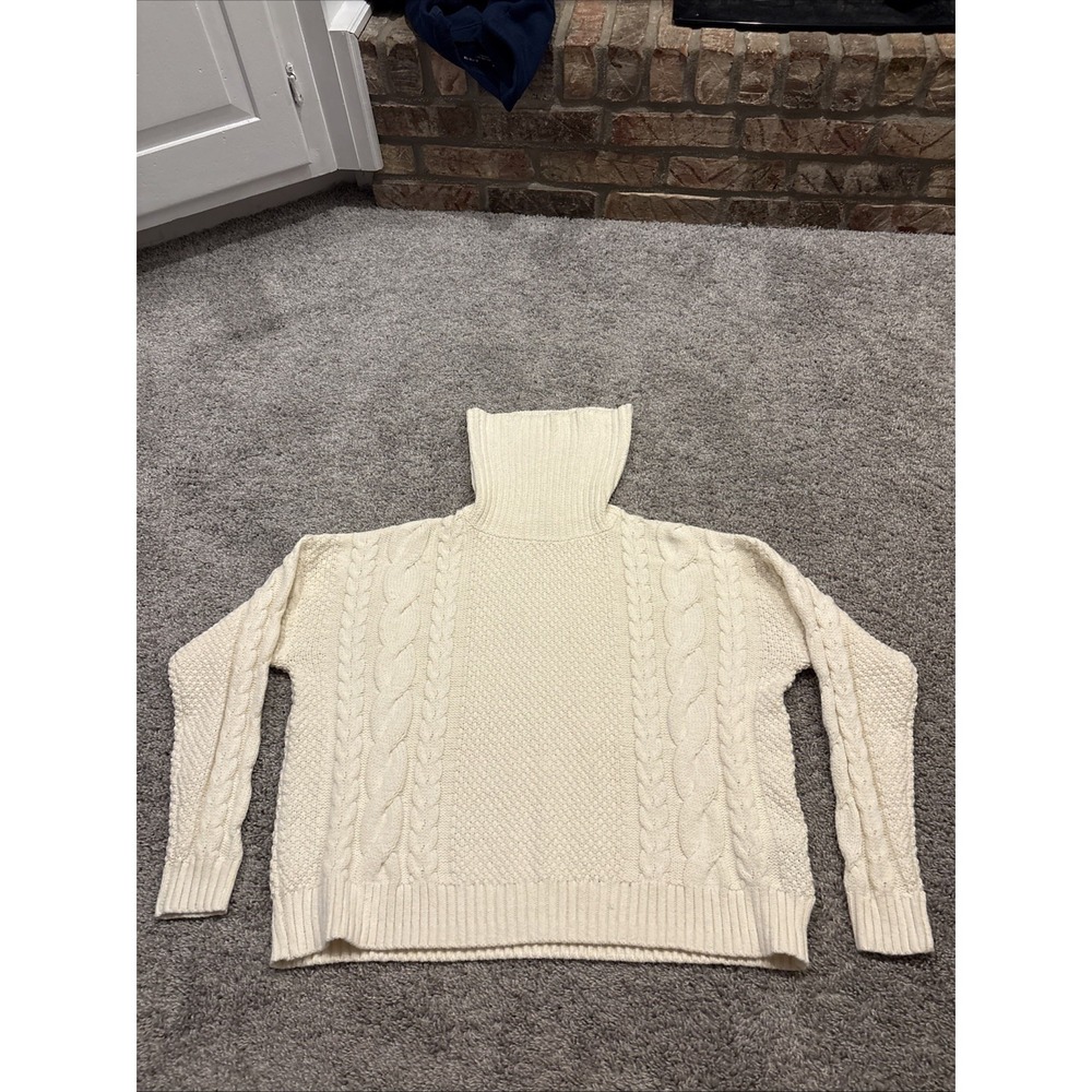 Madewell Cable Knit Turtleneck Cream Sweater Medium NH934 NEW WITH TAG MSRP $115